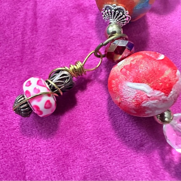 Handmade one-of-a-kind hand painted bracelet with charms ethnic tribal boho 3130 - Picture 8 of 9